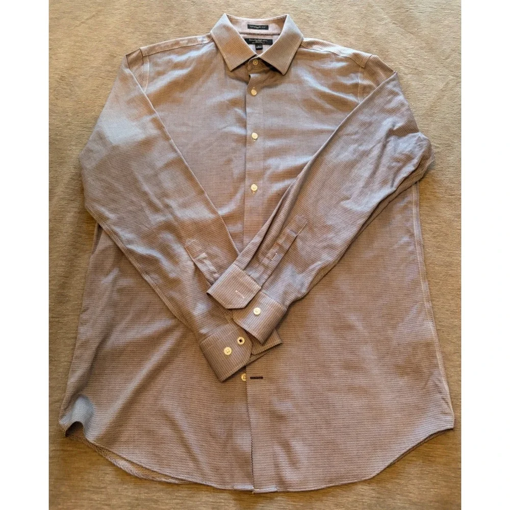 Banana Republic Camden Fit Non-Iron Cotton Dress Shirt Blue White Mens Large